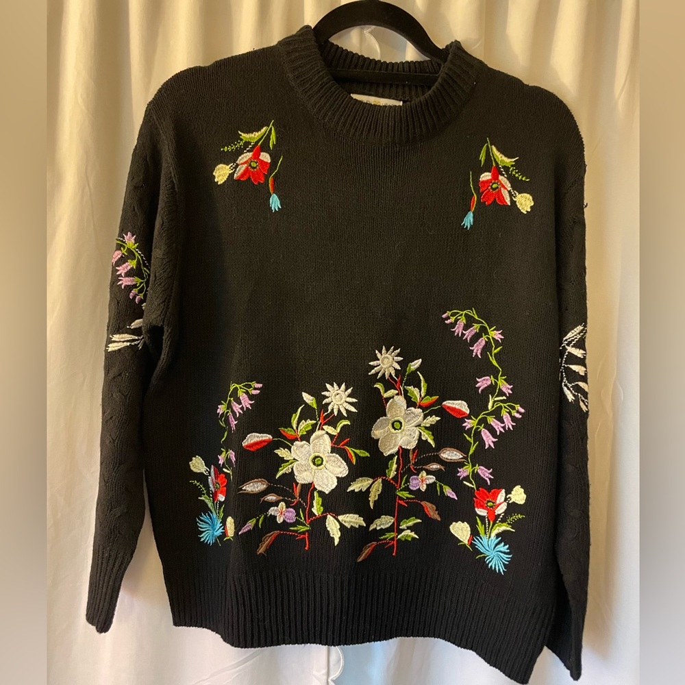 Black Floral Sweater